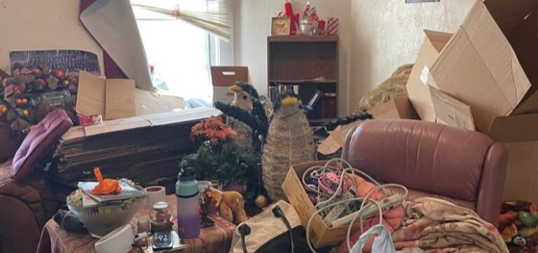 Cluttered room before a heavy house cleanout