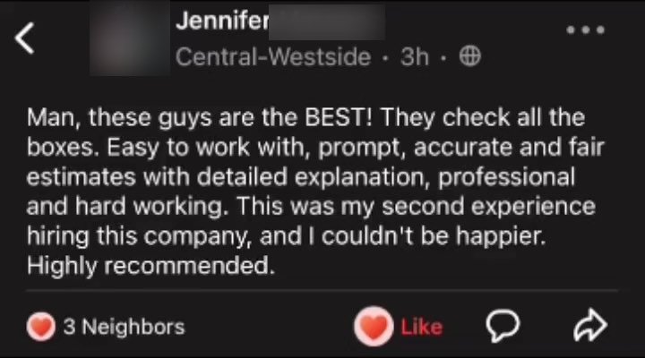 Nextdoor recommendation from Jennifer M., a two-time Junk Gone customer