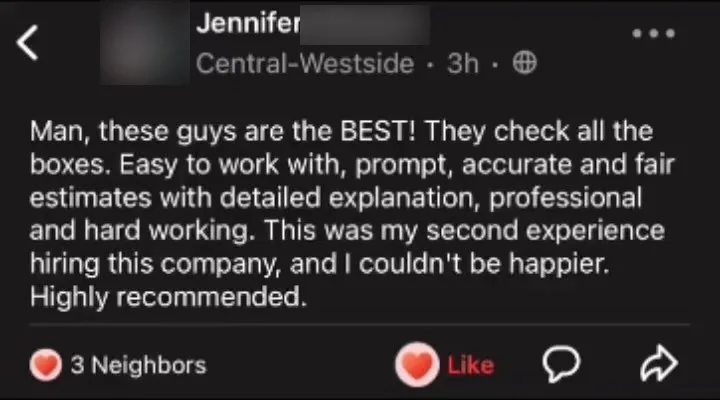 Nextdoor recommendation from Jennifer M., a two-time Junk Gone customer
